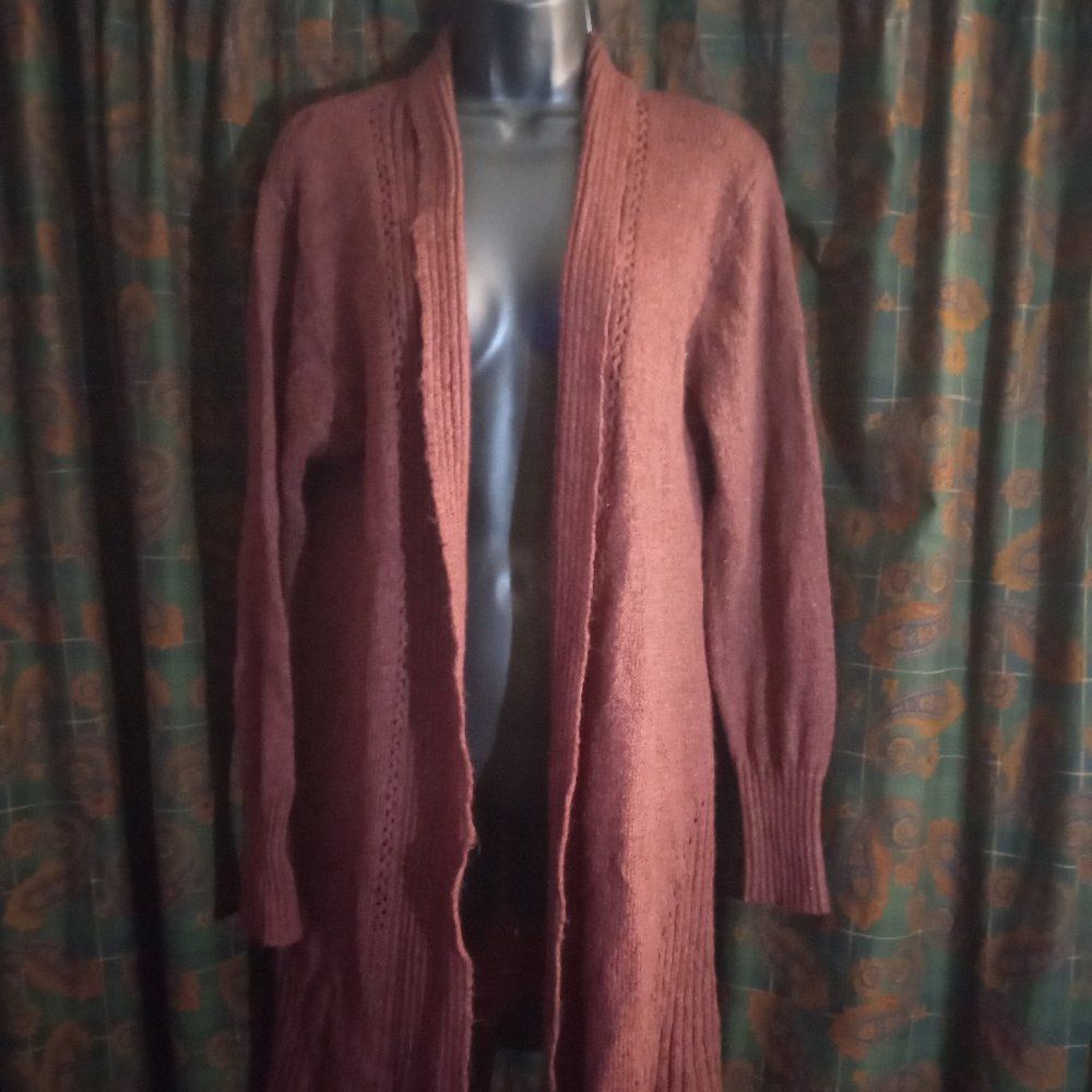 Charlotte Russe Knit Long Sleeve Cardigan Sweater Maroon Size M